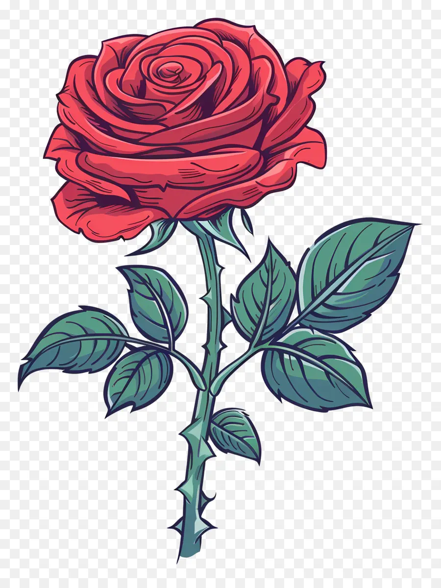 Rose Rouge，Feuilles PNG