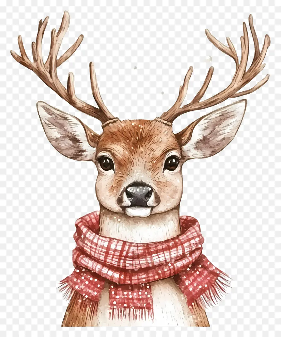 Cerf De Noël，Cerf Avec écharpe PNG