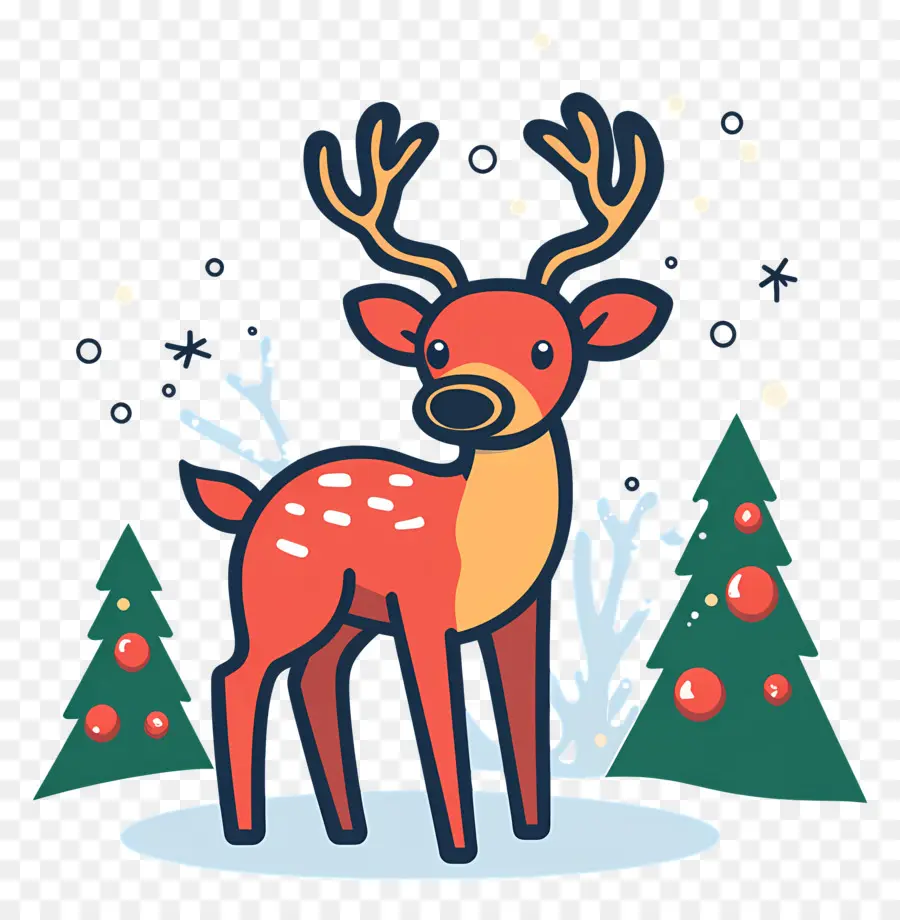 Cerf De Noël，Cerf De Dessin Animé PNG