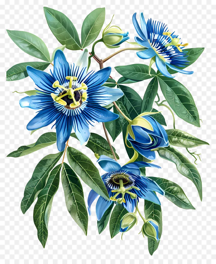 Fleur épanouie，Fleurs Bleues PNG