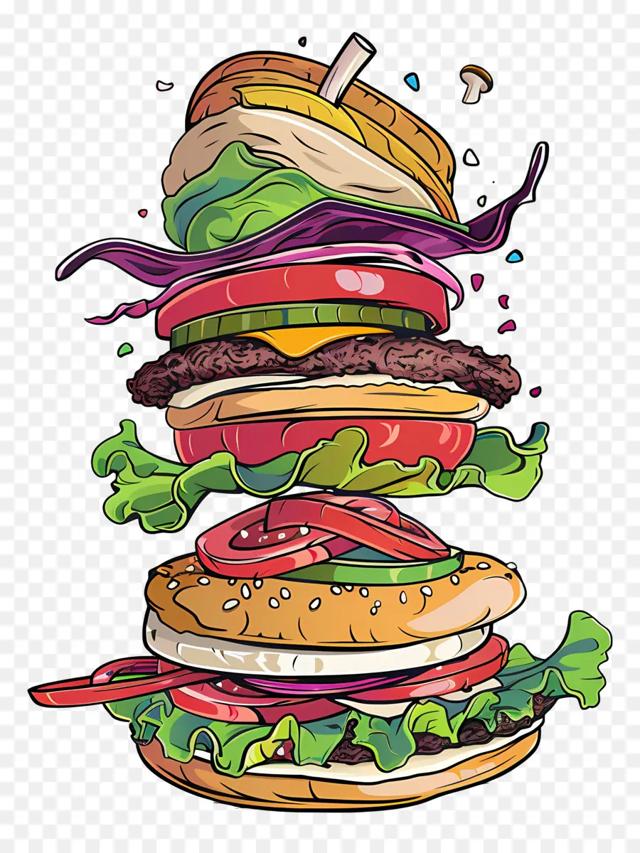 Burger Flottant，Burger Empilé PNG