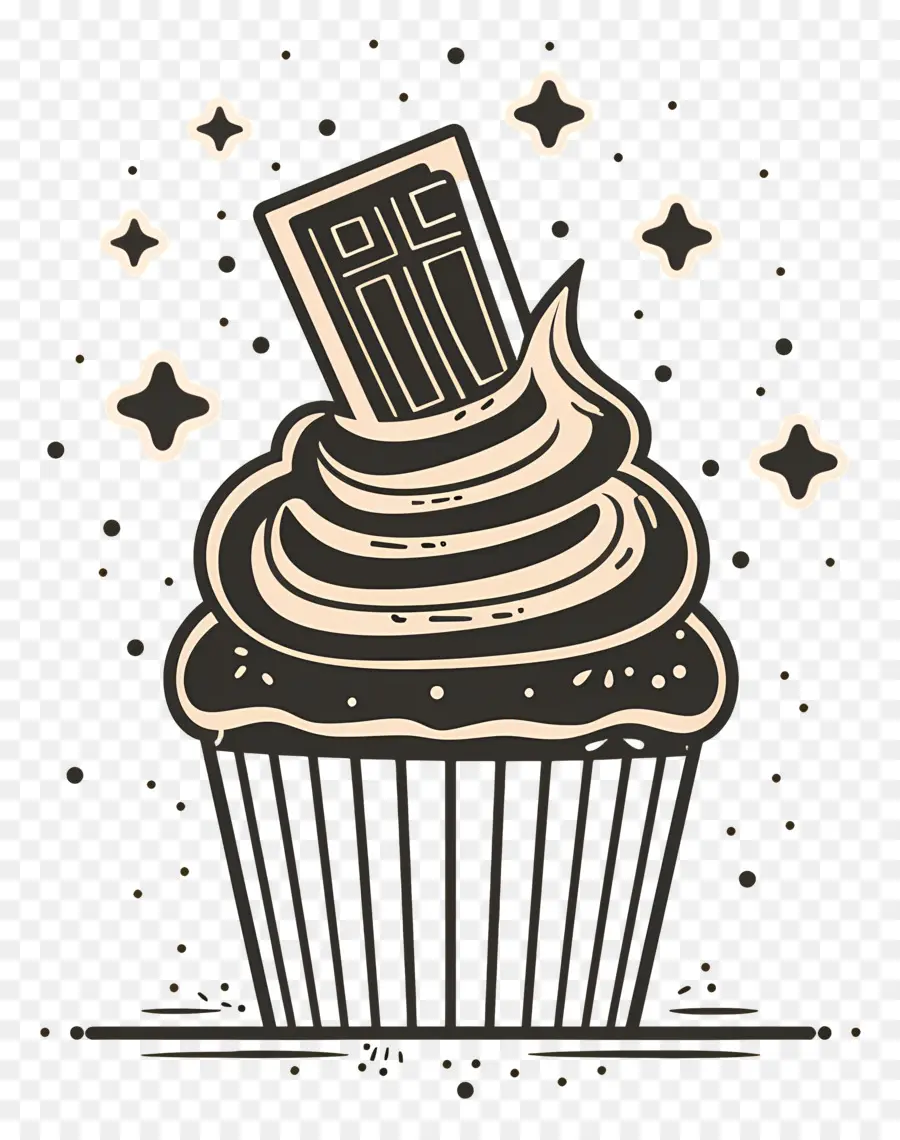 Aperçu Du Petit Gâteau，Cupcake Avec Des étoiles PNG