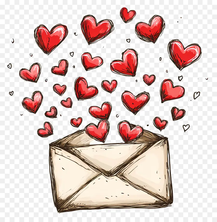 Courrier D'amour，Enveloppe Avec Des Coeurs PNG