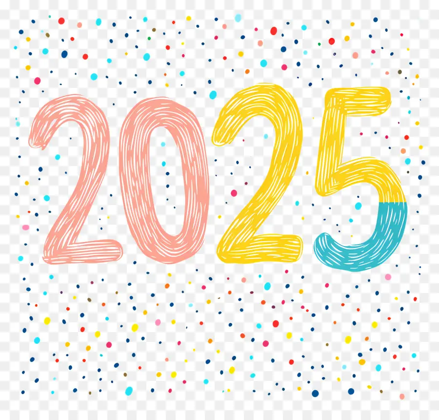 Nouvel An 2025，Coloré 2025 PNG