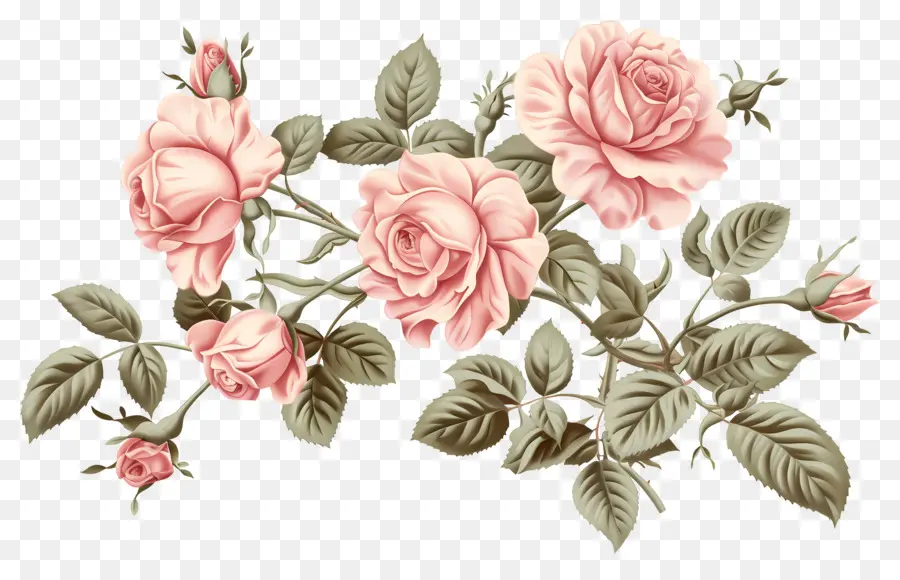 Roses Anciennes，Composition Florale PNG