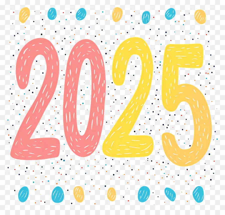 Nouvel An 2025，Coloré 2025 PNG