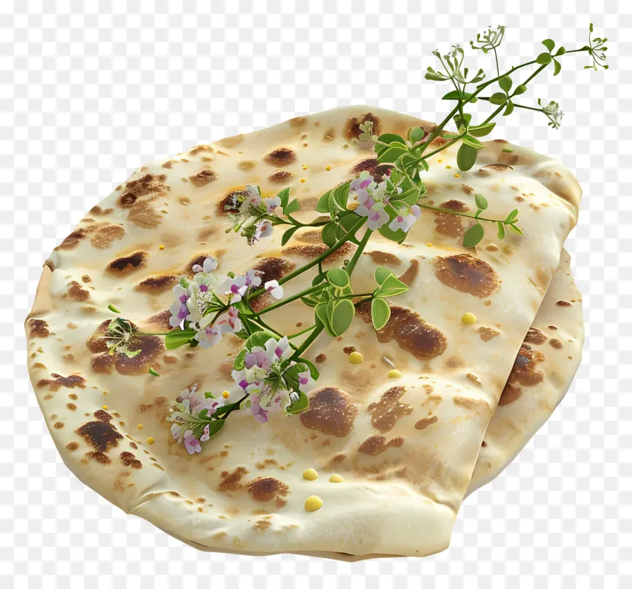 Pain Naan，Pain Plat Aux Fleurs PNG