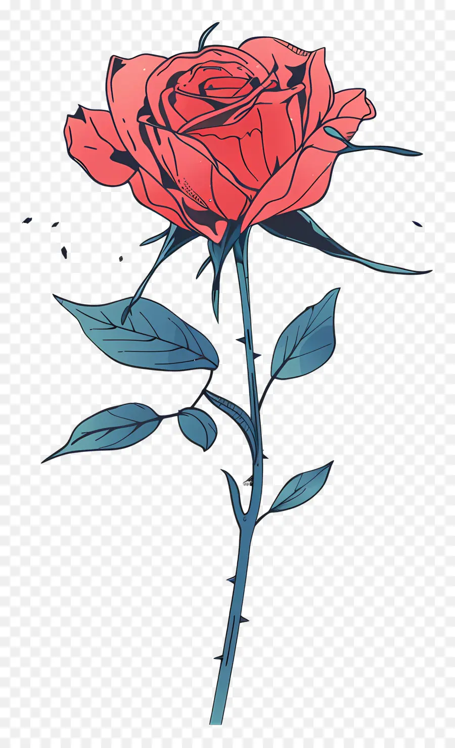 Rose Rouge，Tige PNG