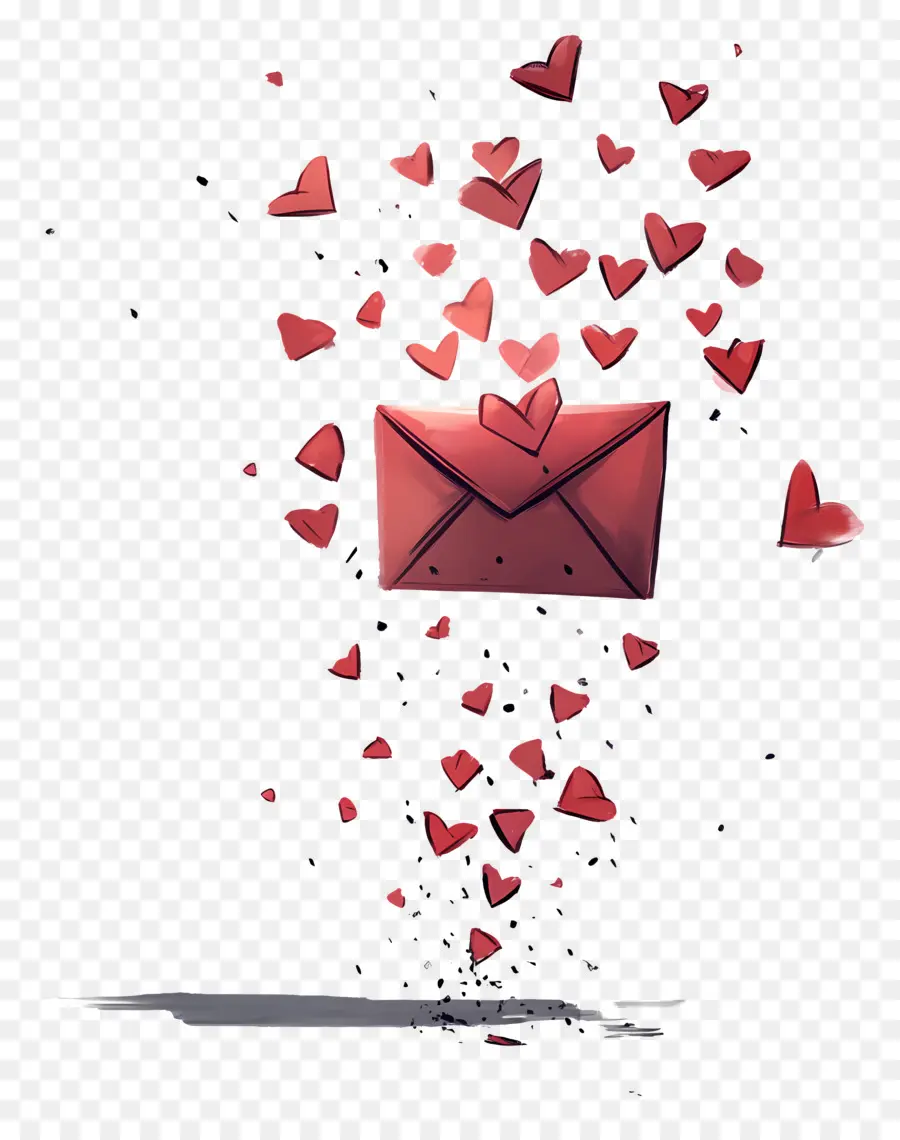 Courrier D'amour，Enveloppe Avec Des Coeurs PNG