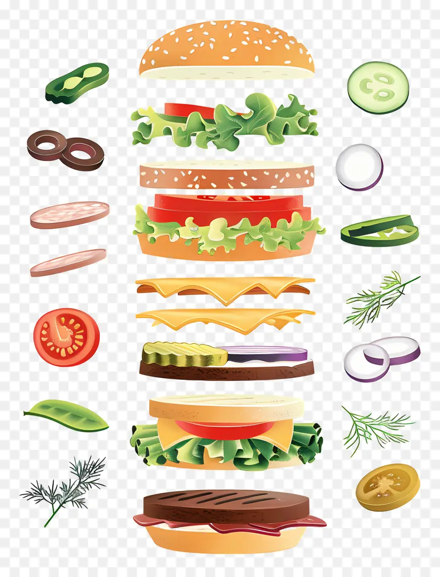 Burger Flottant，Ingrédients Du Hamburger PNG