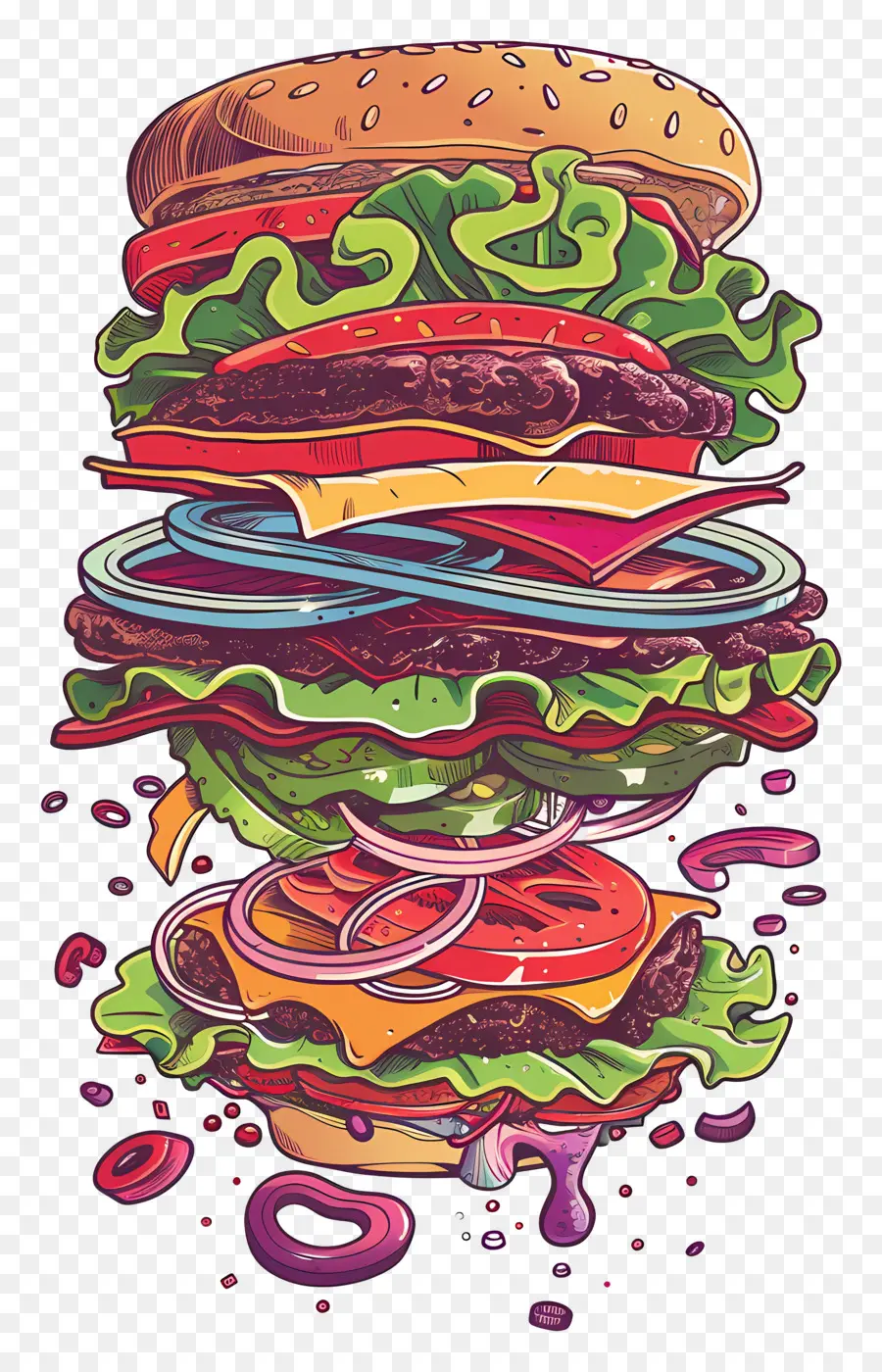 Burger Flottant，Burger Empilé PNG