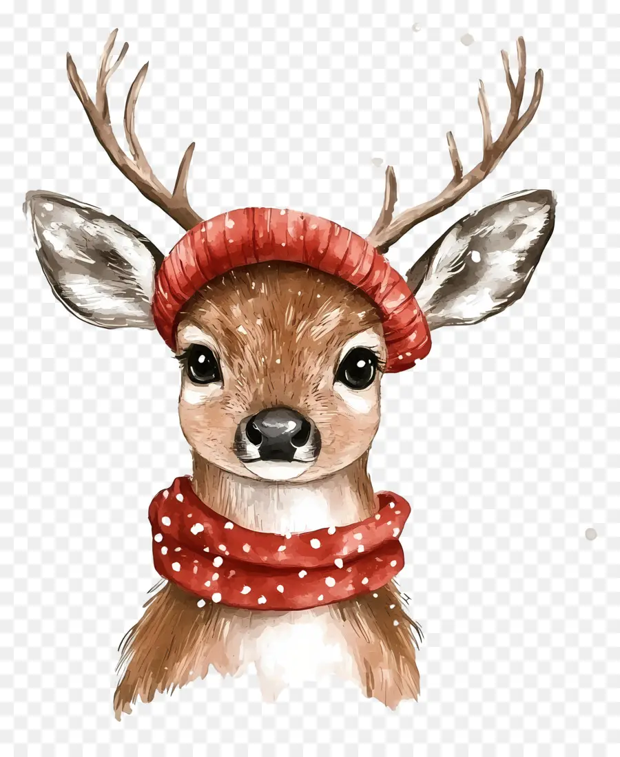 Cerf De Noël，Cerf Avec écharpe PNG