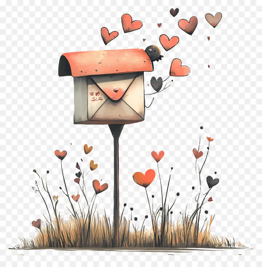 Courrier D'amour，Boîte Aux Lettres Avec Des Coeurs PNG