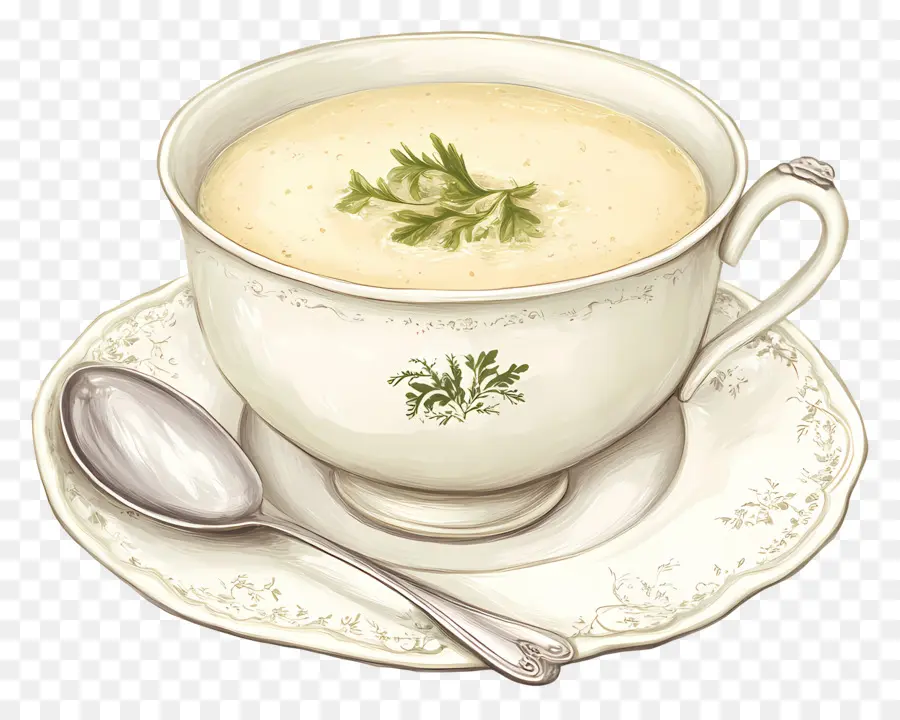 Vichyssoise，Soupe Dans Une Tasse Vintage PNG