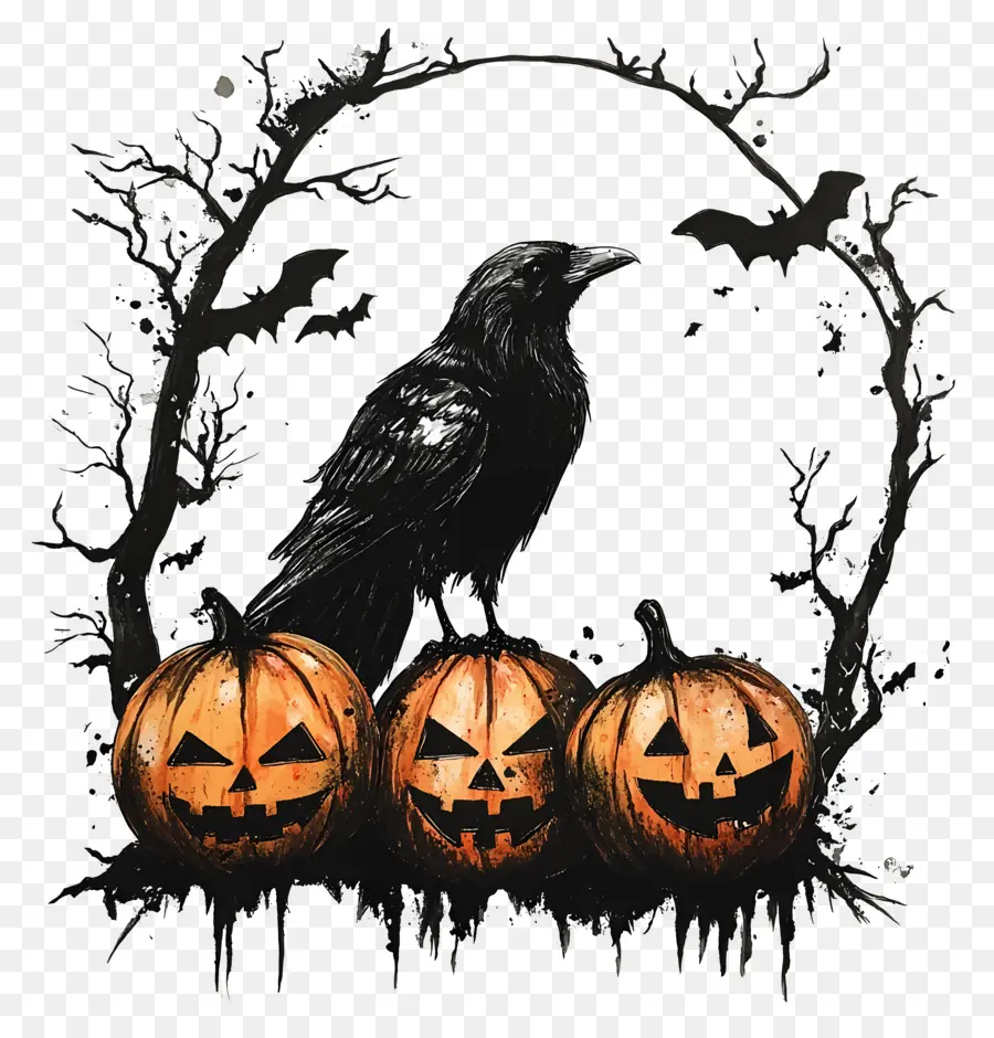 Corbeau D'halloween，Corbeau Aux Citrouilles PNG