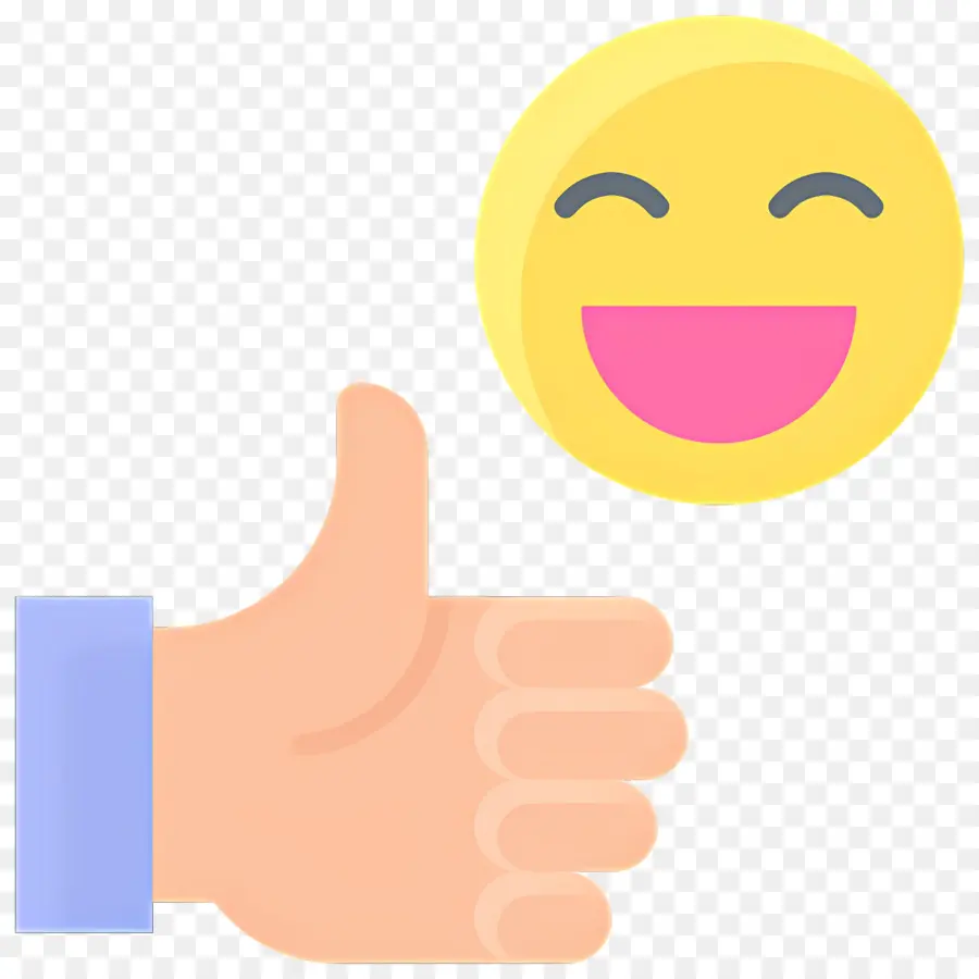 Emoji Pouce Levé，Visage Souriant Jaune PNG