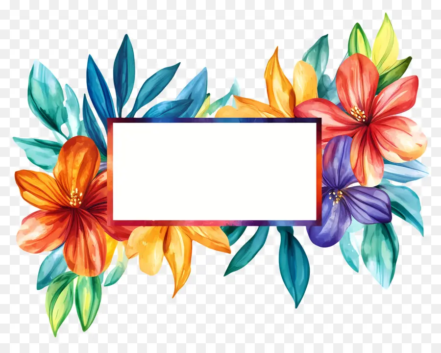 Cadre Rectangulaire，Cadre Floral PNG