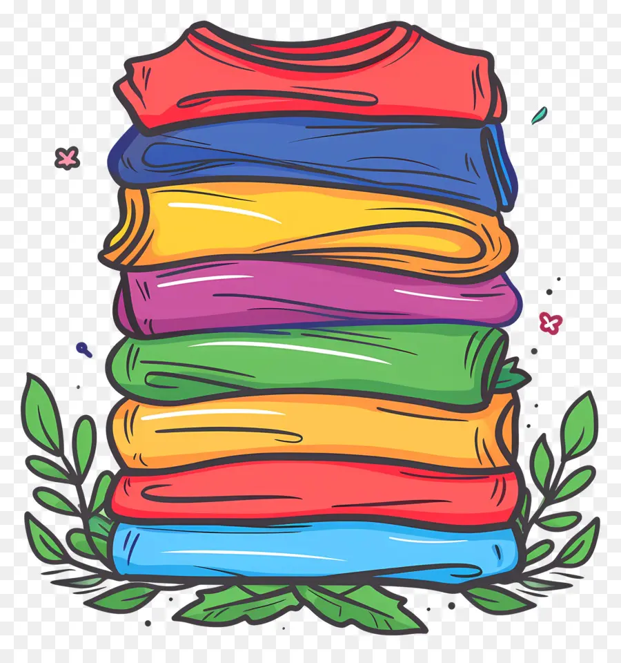 Pile De Vêtements，Coloré PNG