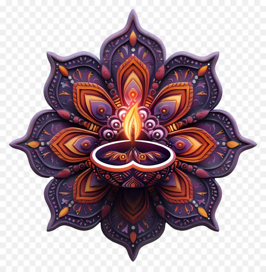 Lampe De Diwali，Diya Florale PNG