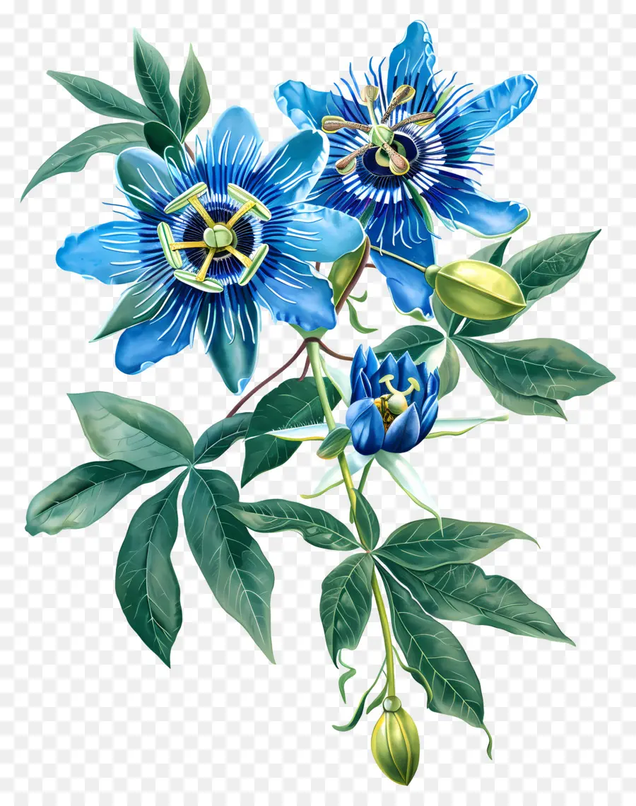 Fleur épanouie，Fleurs Bleues PNG