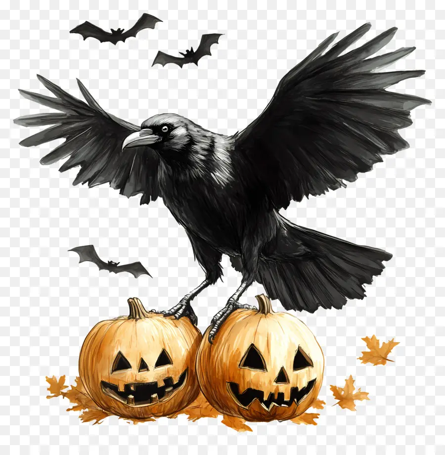 Corbeau D'halloween，Corbeau Aux Citrouilles PNG