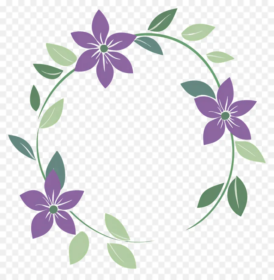 Cadre De Fleurs，Cercle Floral Violet PNG