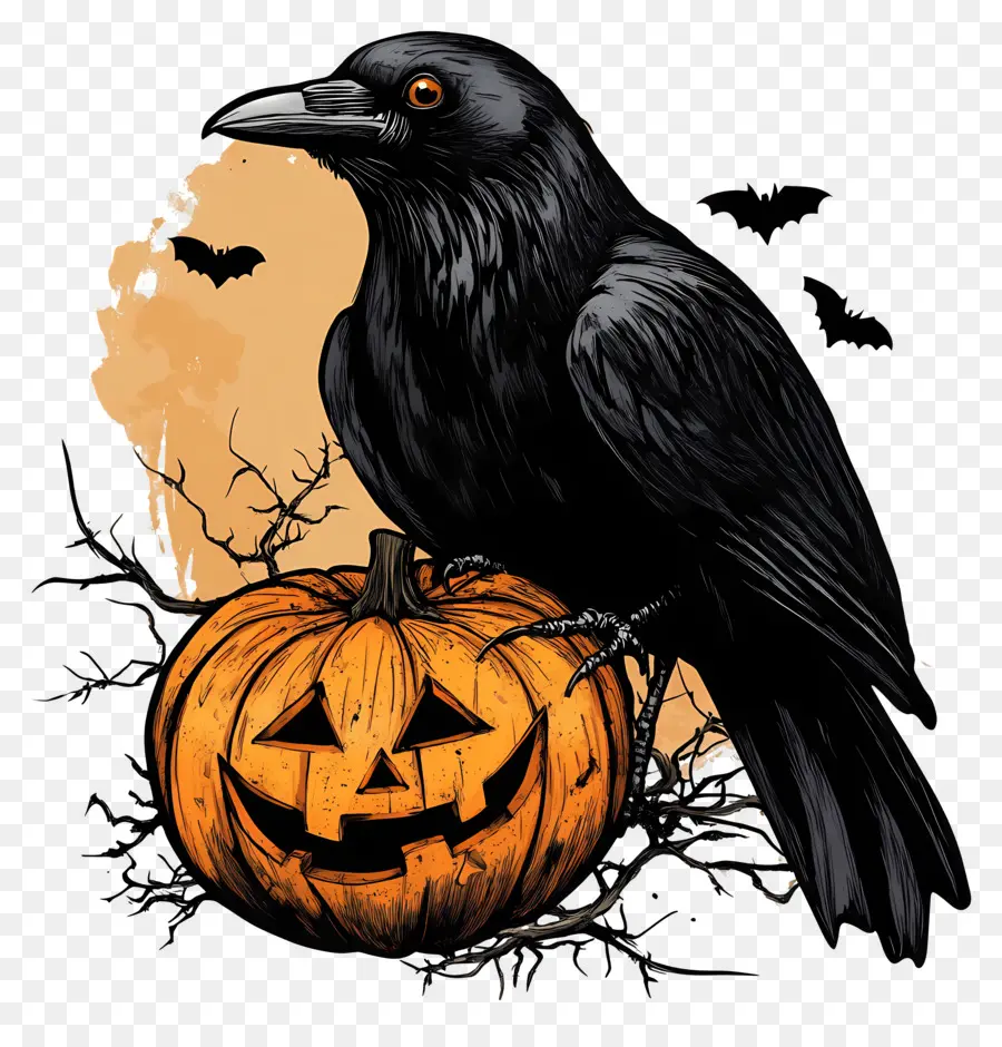 Corbeau D'halloween，Corbeau Aux Citrouilles PNG