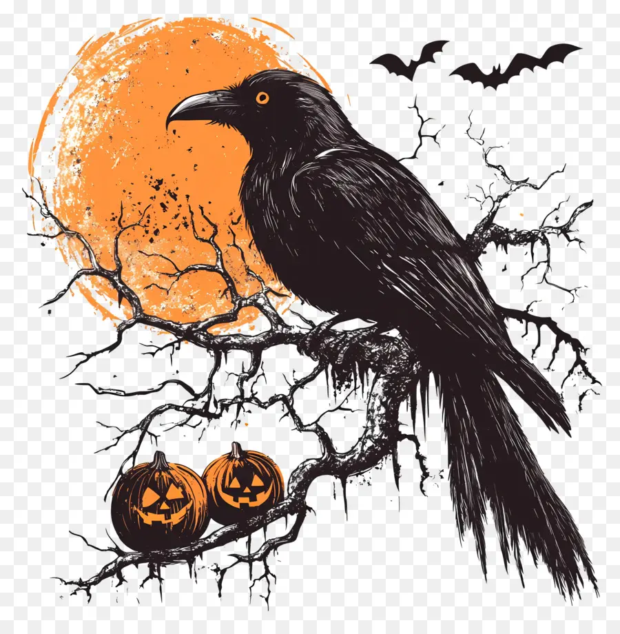 Corbeau D'halloween，Citrouilles PNG