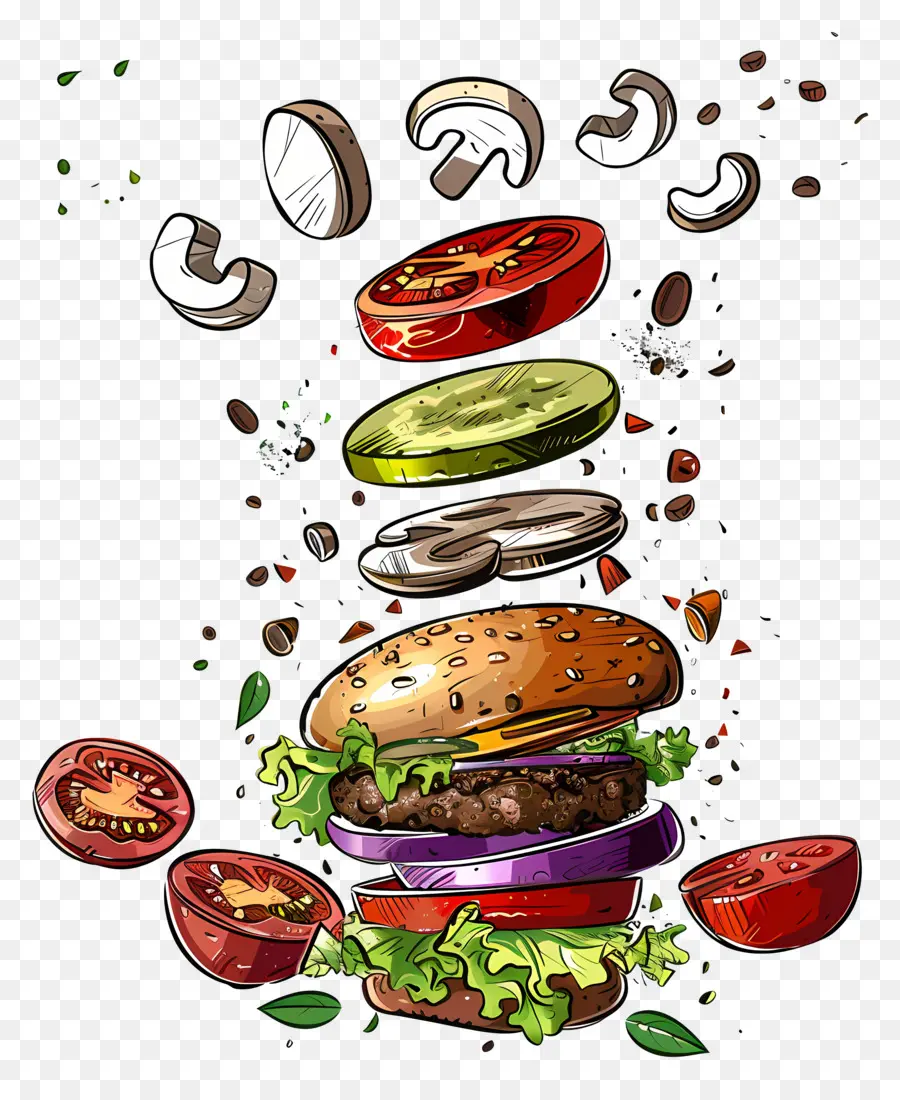 Burger Flottant，Ingrédients Du Hamburger PNG