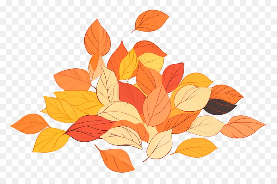 Tas De Feuilles，Feuilles Colorées PNG