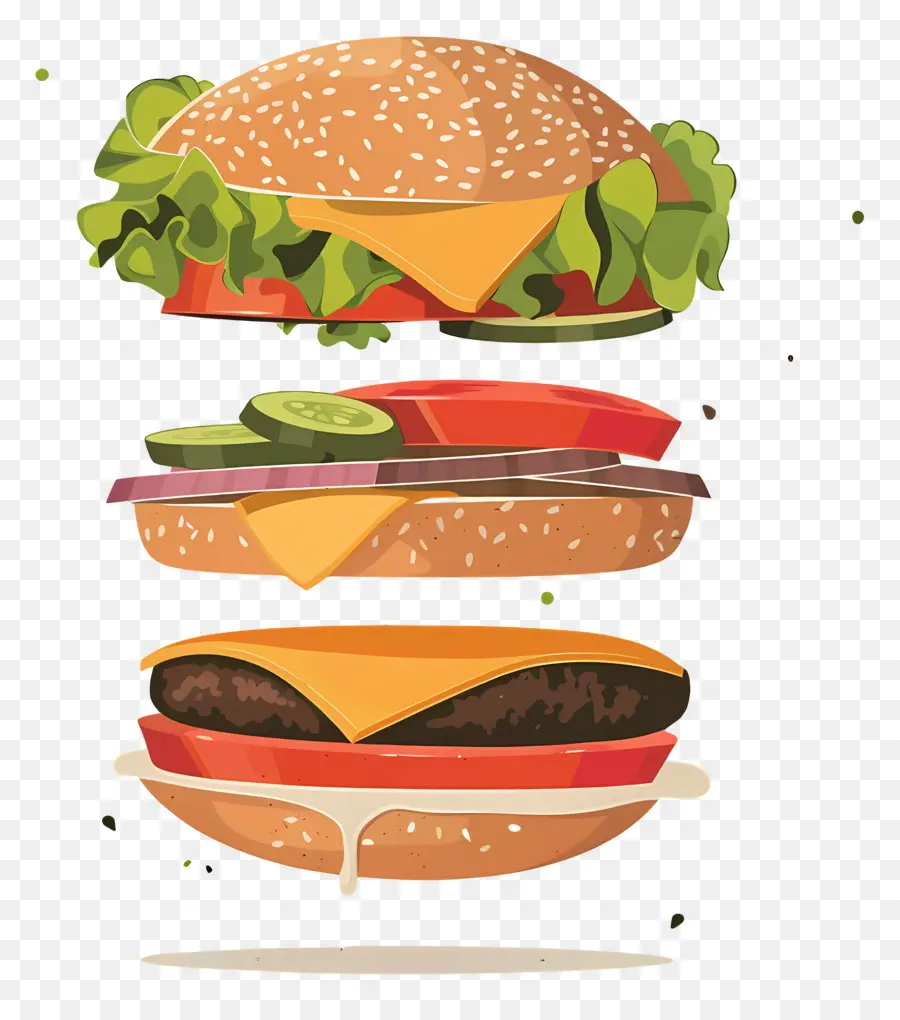 Burger Flottant，Explosion De Hamburgers PNG