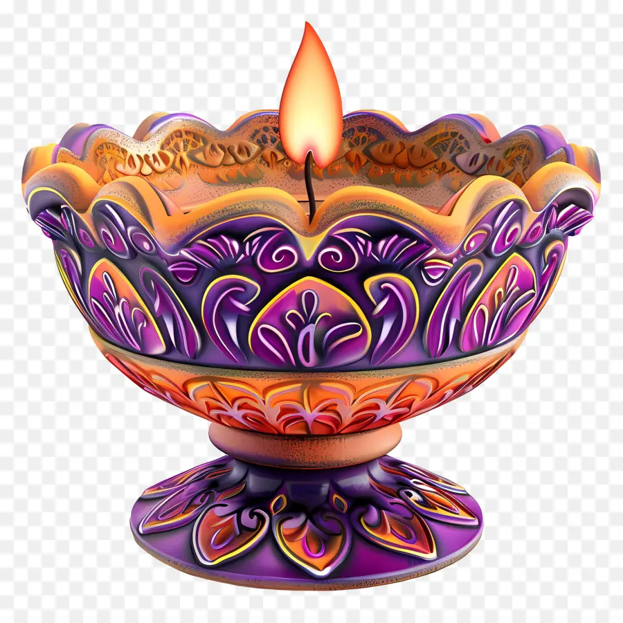 Lampe De Diwali，Diya Ornée PNG