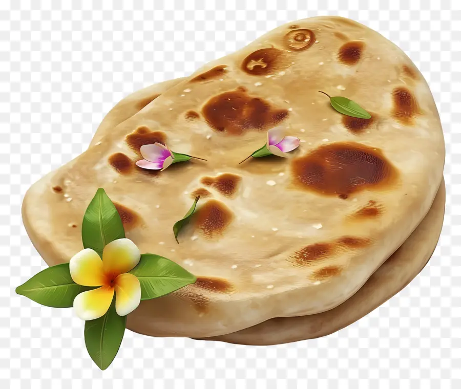 Pain Naan，Pain Plat Aux Fleurs PNG