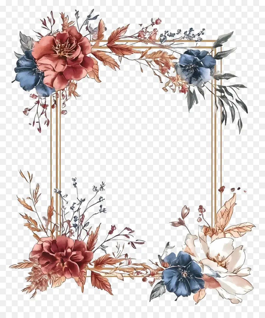 Cadre Rectangulaire，Cadre Floral PNG