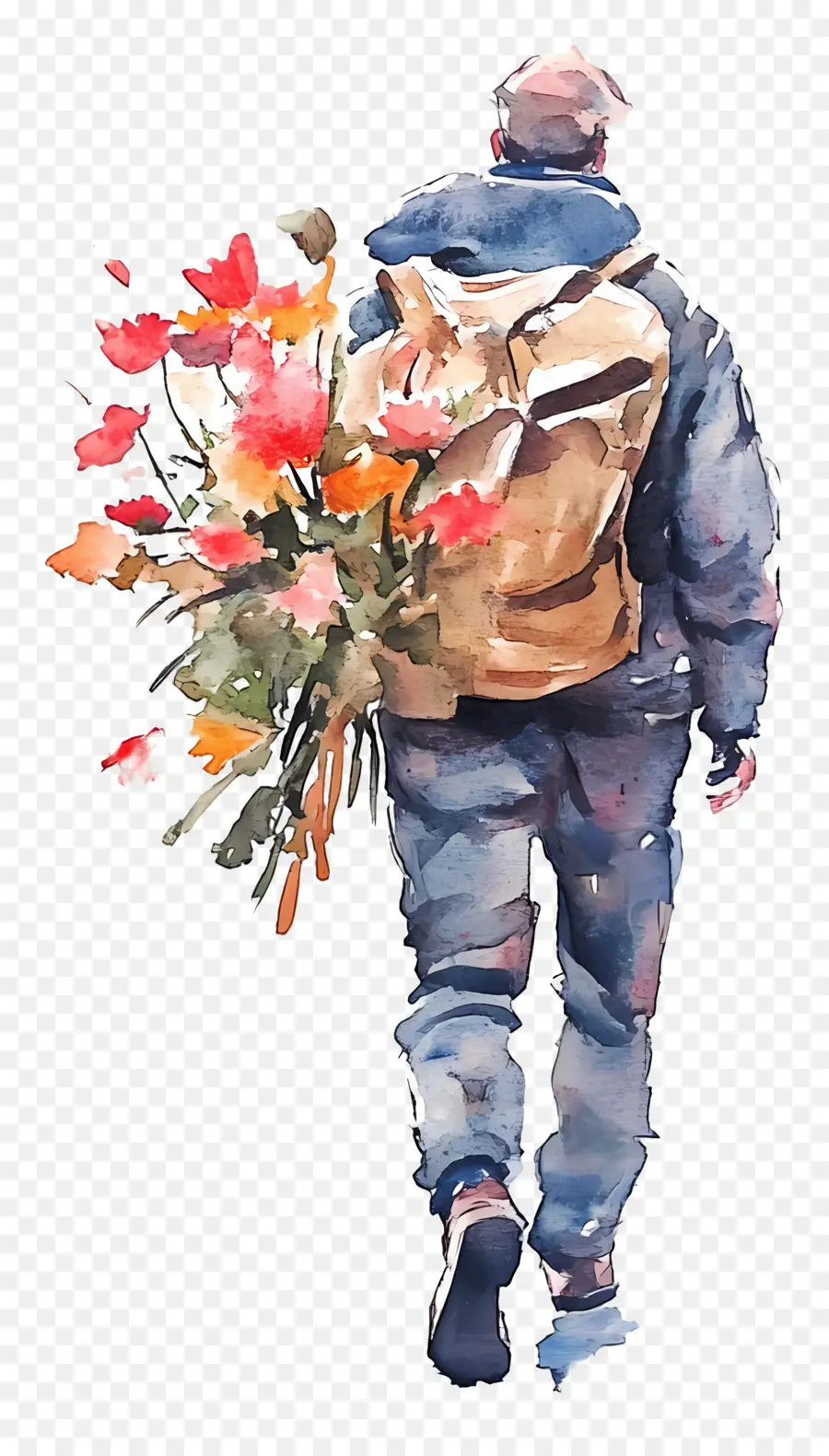 Journée Des Anciens Combattants，Homme Avec Des Fleurs PNG