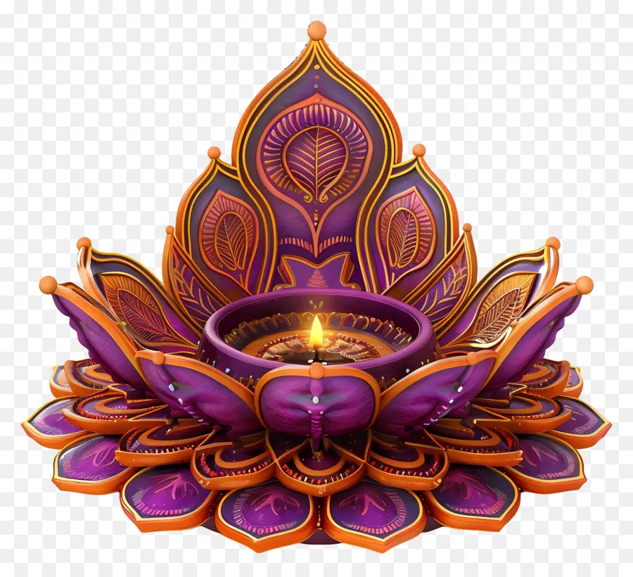 Lampe De Diwali，Lotus Diya PNG