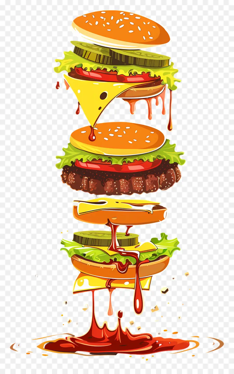 Burger Flottant，Couches De Hamburger PNG