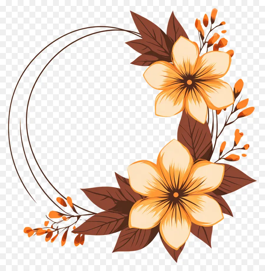 Cadre De Fleurs，Couronne Florale D'automne PNG