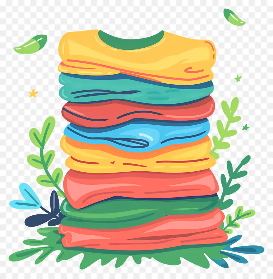 Pile De Vêtements，Coloré PNG