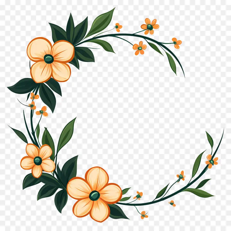 Cadre De Fleurs，Couronne Florale D'automne PNG