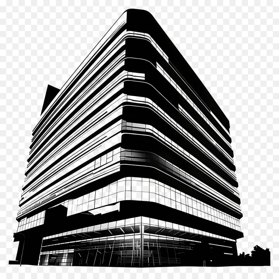 Silhouette D'un Grand Bâtiment，Bâtiment Moderne PNG