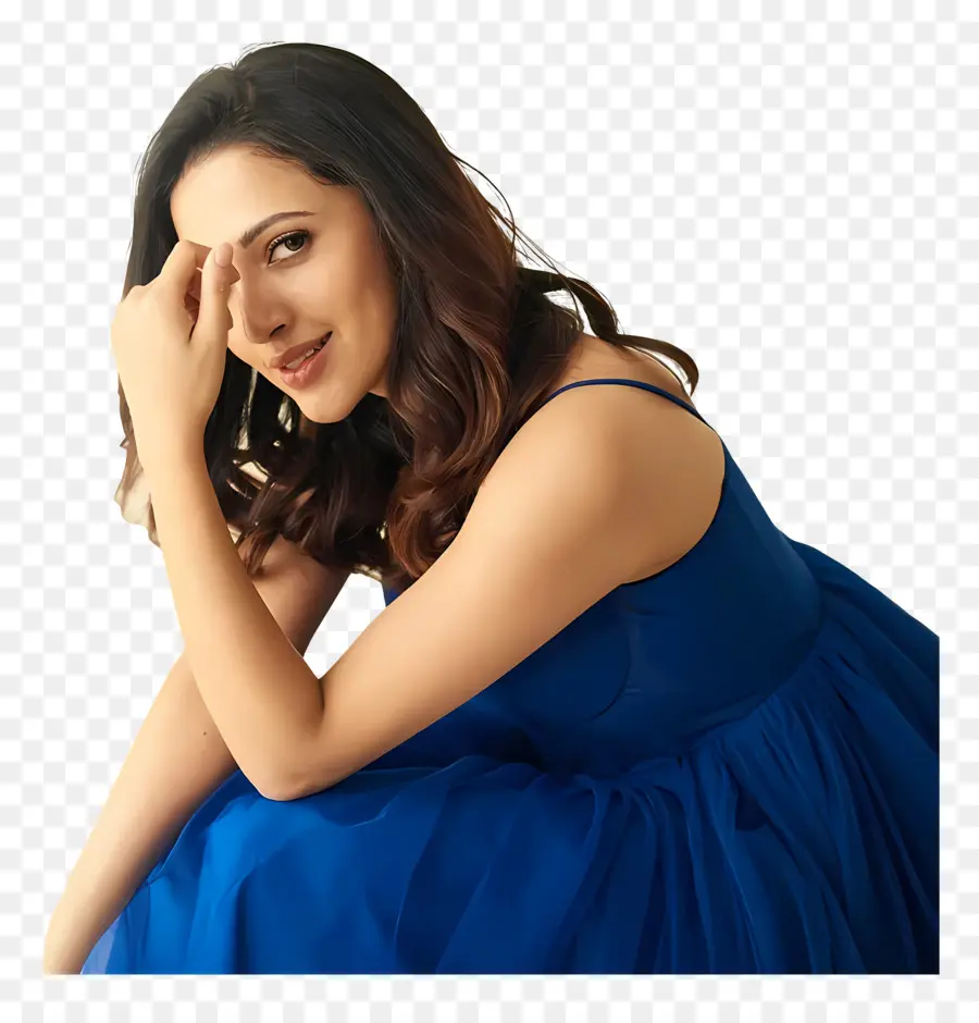 Neha Shetty，Femme En Robe Bleue PNG