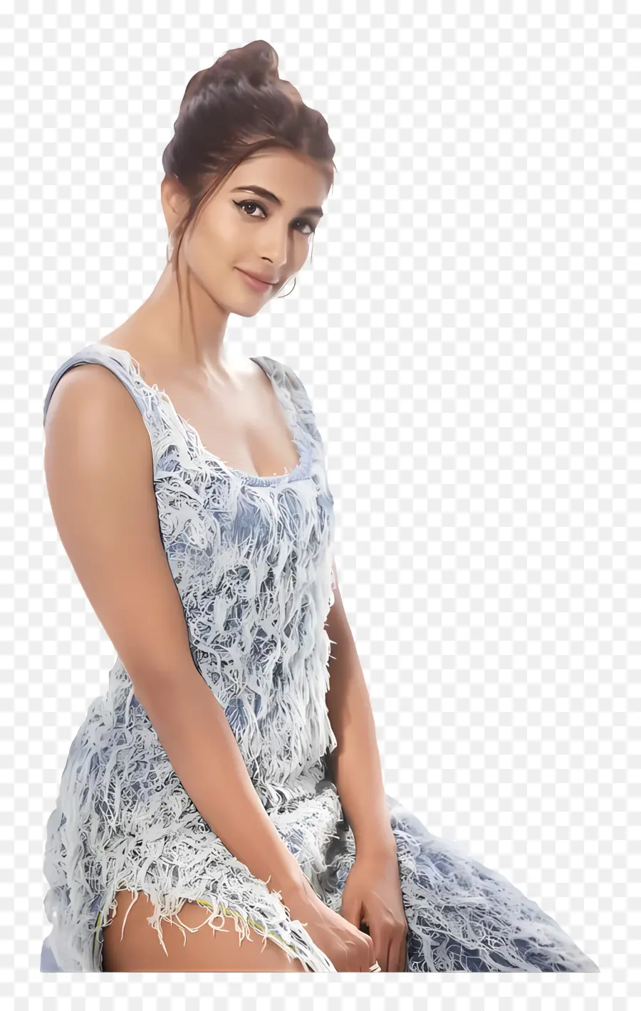 Pooja Hegde，Femme En Robe Bleue PNG