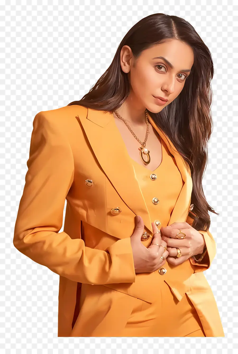 Rakul Preet Singh，Costume Orange PNG