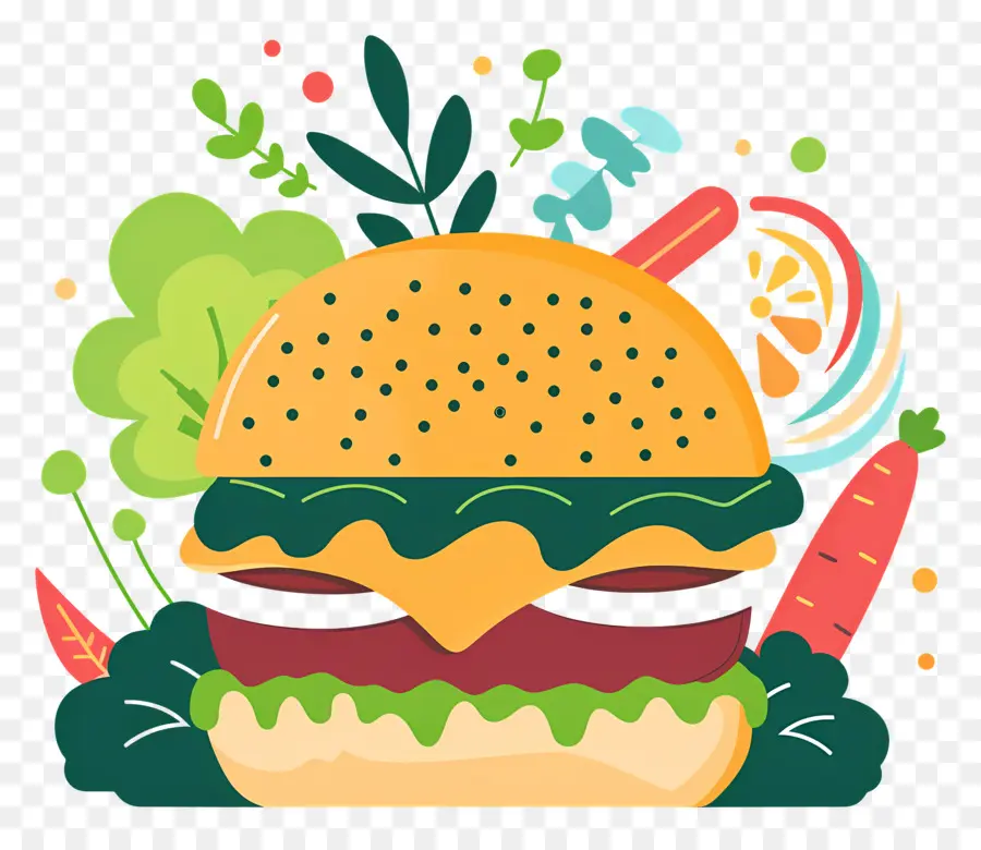 Burger Végétarien，Hamburger PNG