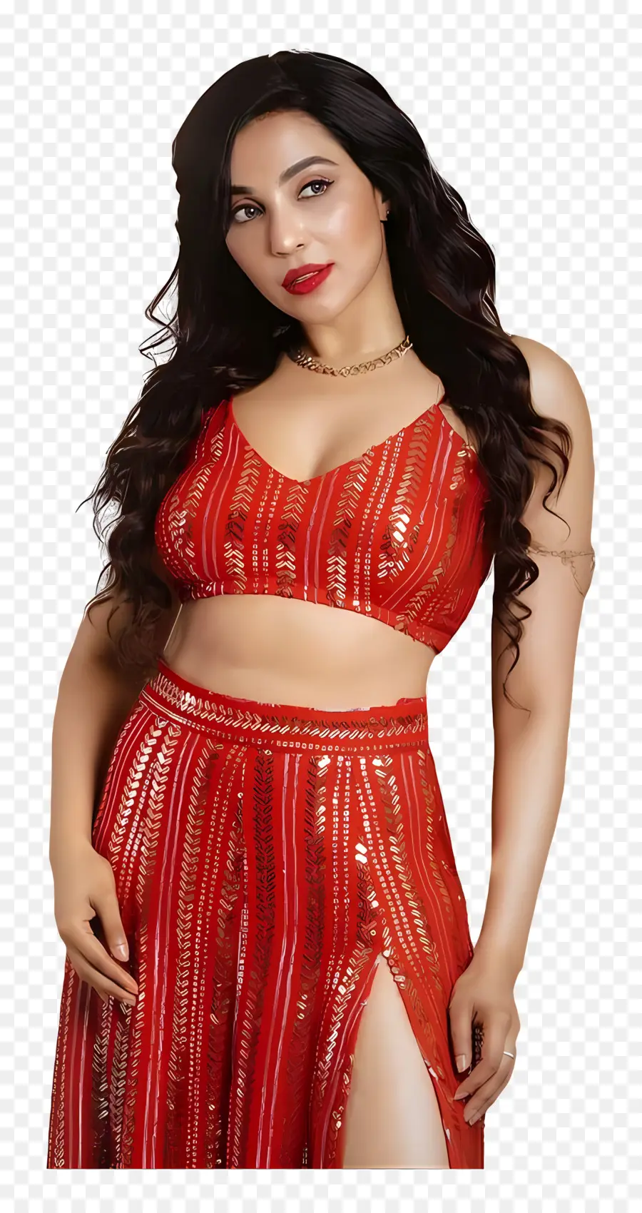 Parvathy Nair，Femme En Tenue Rouge PNG