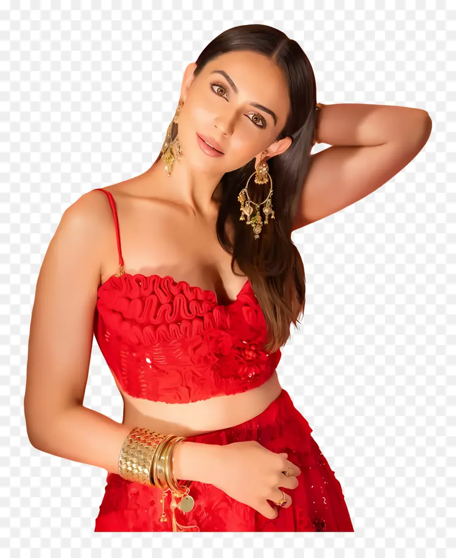 Rakul Preet Singh，Tenue Rouge PNG