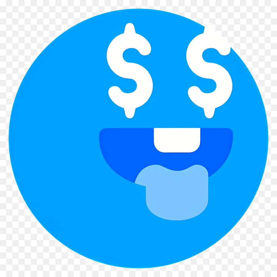 Argent Emoji，Visage Bleu Avec Des Yeux En Dollars PNG