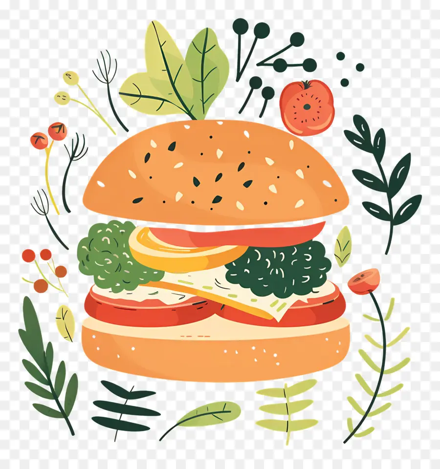 Burger Végétarien，Hamburger PNG