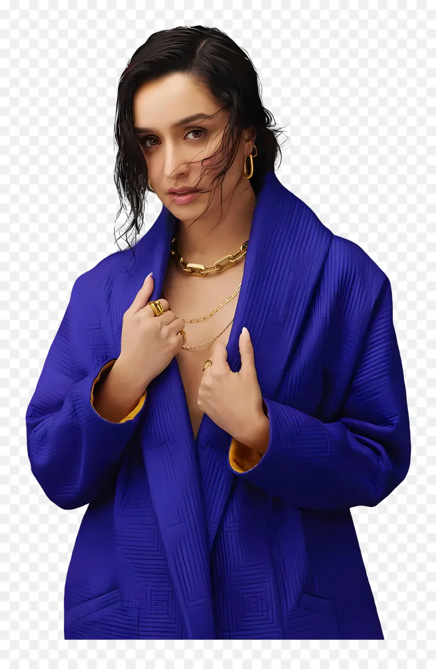 Shraddha Kapoor，Femme Au Manteau Bleu PNG